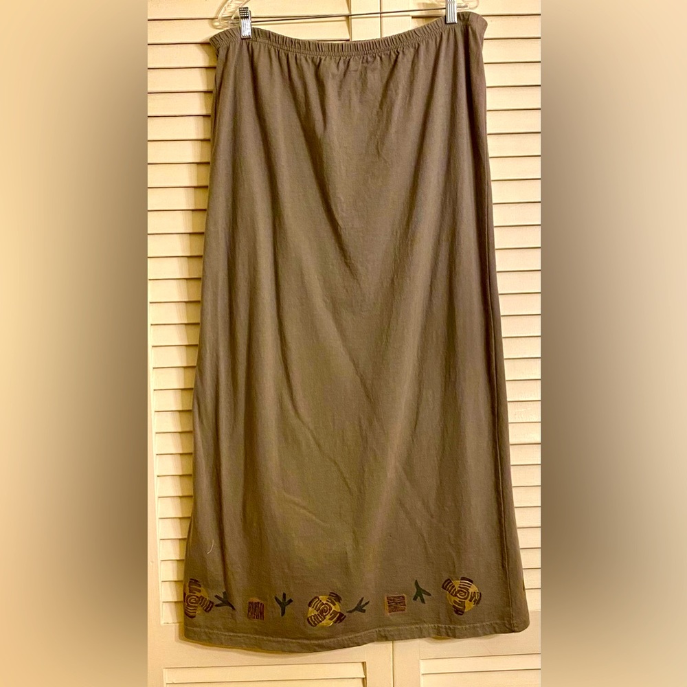 Blue Fish Vintage Boho Long Skirt w Playful Art